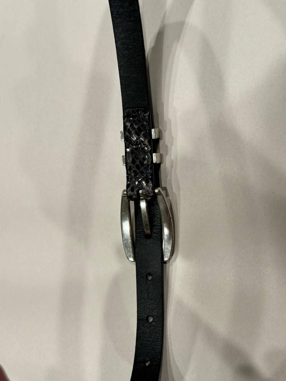 Brighton Women’s Vintage Black Snakeskin Print‎ Belt Size M30 C3603 Silver Tone